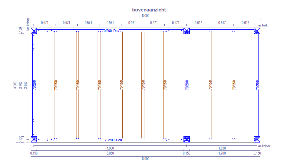 Discount bert overkapping douglas hout 3 x 6 m1 tekening bovenaanzicht