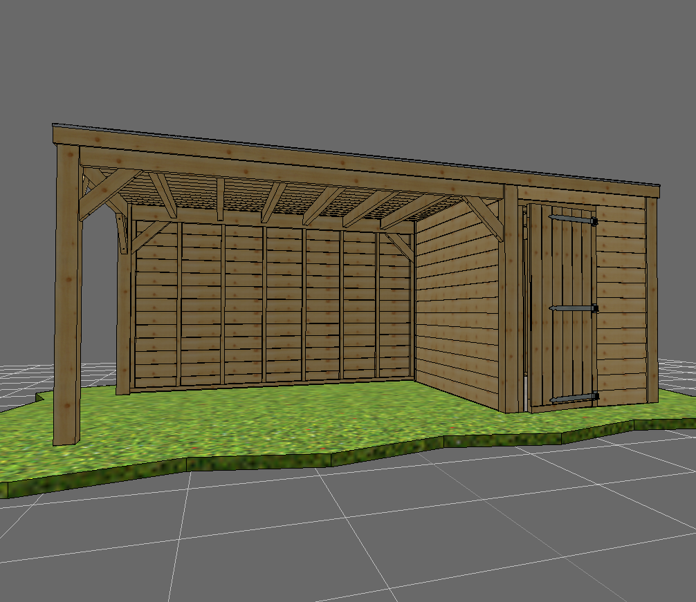 Discount bert overkapping houtgeraamte met dak en inpandinge schuur en achterwand van douglas hout 3 x 6 m1