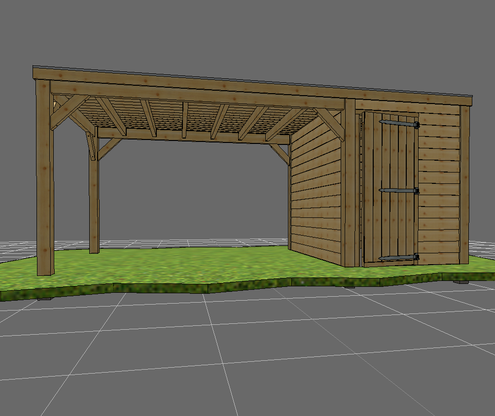 Discount bert overkapping houtgeraamte met dak en inpandinge schuur van douglas hout 3 x 6 m1
