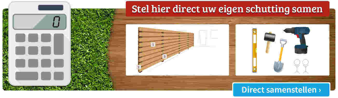 Constructie van een houten schutting in de tuin met een afdeklat aan de bovenzijde