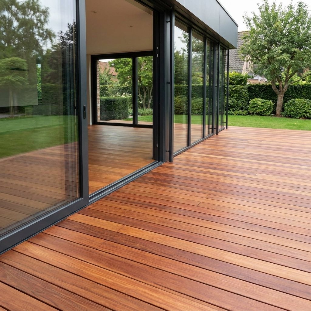 Een vlonder leggen met clips en Ipe vlonderplanken op een houten balkenframe