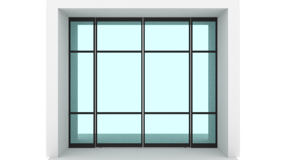 Ontwerp van een op maat gemaakte dubbele stalen taatsdeur voorzien van glazen zijpanelen