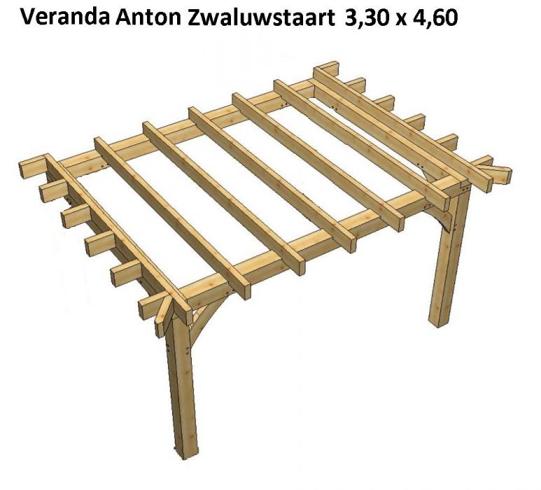 Veranda van of Eiken hout, Anton plat zwaluwstaart