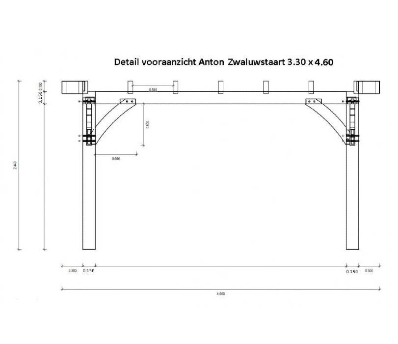 Detail vooraanzicht overkapping anton zwaluwstaart