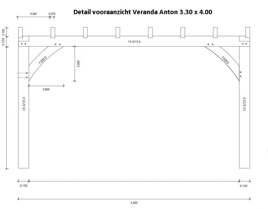 Detail vooraanzicht veranda anton