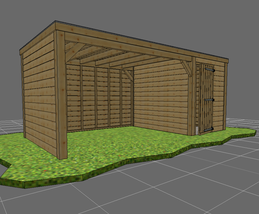 Discount bart overkapping douglas hout 3 x 6 m1 houten geraamte + dak + inpandige schuur + achterwand en zijwand