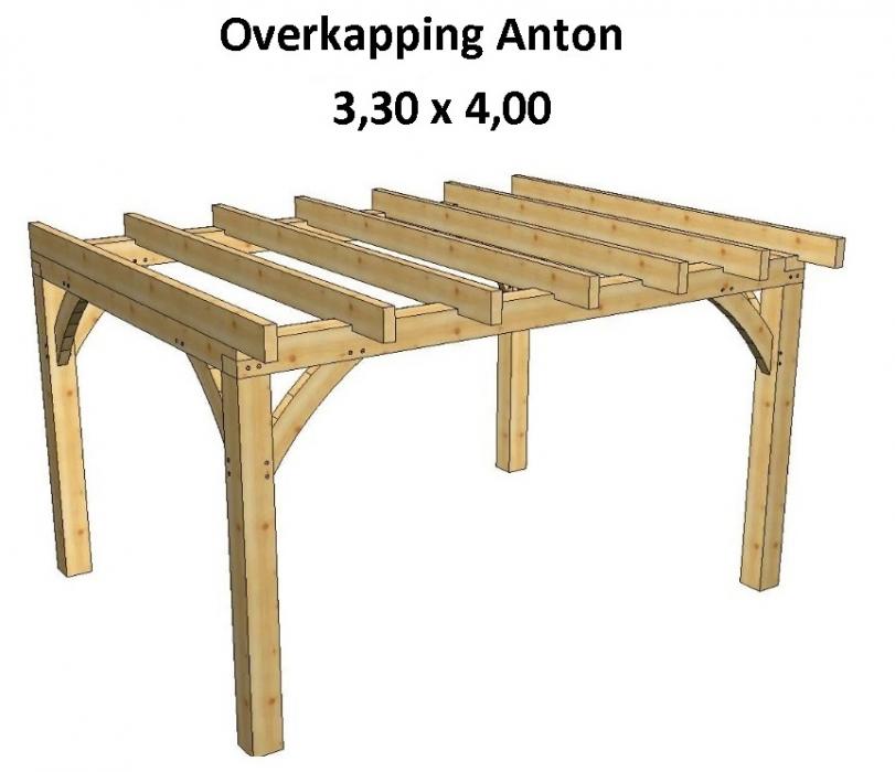 Ophef Oefening Puur Douglas of Eiken houten overkapping, Anton met overstek