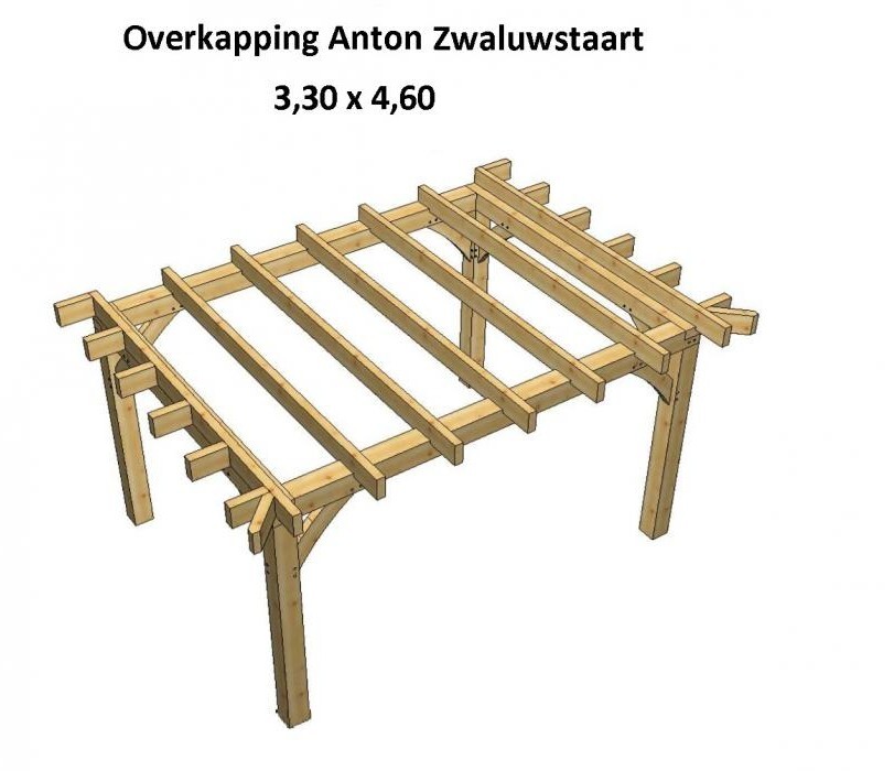 Overkapping anton met zwaluwstaart 3.30 x 4.60