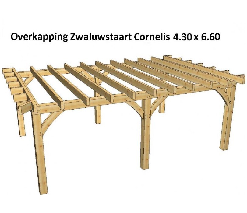 Overkapping 15 x 15 zwaluwstaart cornelis 4.60 x 6.60