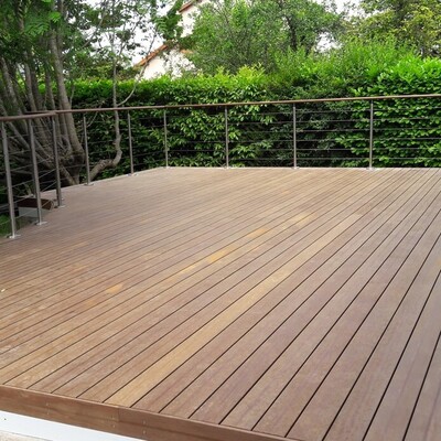 Freshly installed Ipe decking Freshly installed Ipe decking showing rich brown hardwood colours