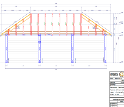 Technische bouwtekening overkapping op maat Technische bouwtekening van overkapping op maat