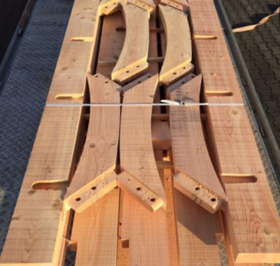 Luxe overkapping houtpakket Douglas of eiken op maat Genummerde houtpakket van maatwerk Douglas of eiken overkapping