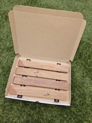 Ip&eacute; hardwood sample box with hidden fixing clips and screws